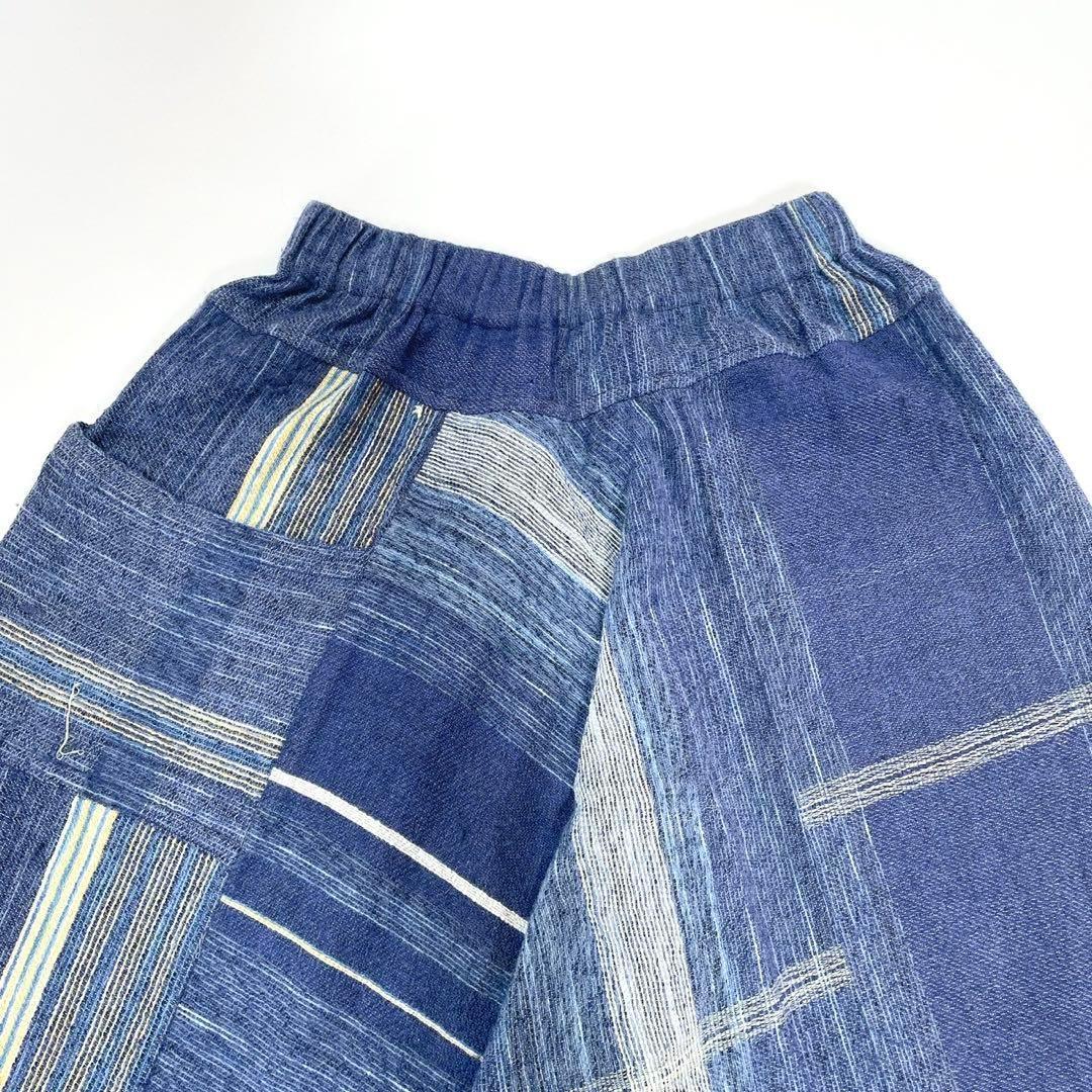 美品 タマキニイメ タルンパンツ サルエル 総柄 マルチカラー ブルー