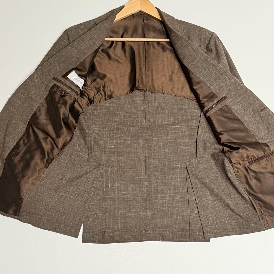 美品 近年 デペトリロ テーラードジャケット リネン ウール ナポリ 本切羽 L