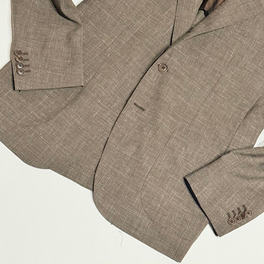 美品 近年 デペトリロ テーラードジャケット リネン ウール ナポリ 本切羽 L