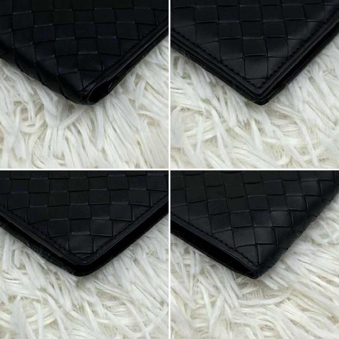 【美品】BOTTEGA VENETA イントレチャート 二つ折り財布 ブラック