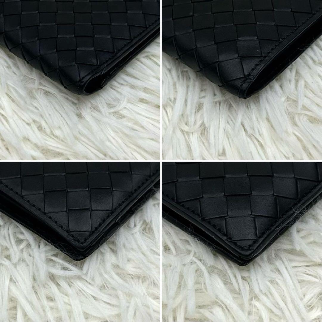 【美品】BOTTEGA VENETA イントレチャート 二つ折り財布 ブラック