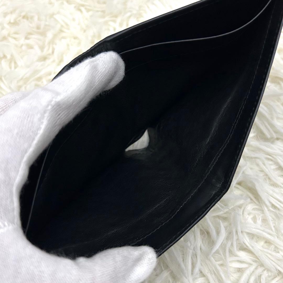 【美品】BOTTEGA VENETA イントレチャート 二つ折り財布 ブラック