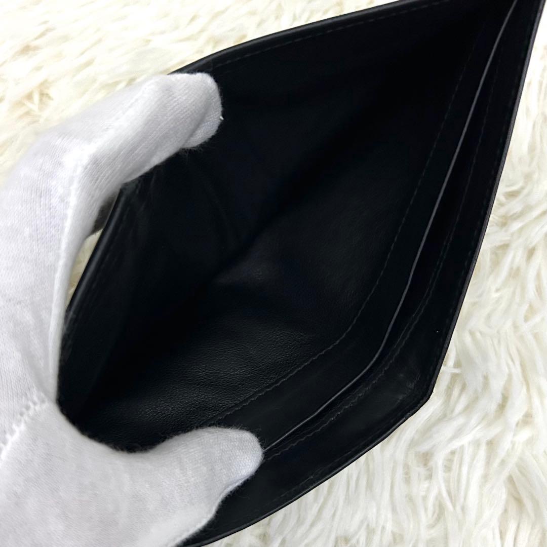 【美品】BOTTEGA VENETA イントレチャート 二つ折り財布 ブラック