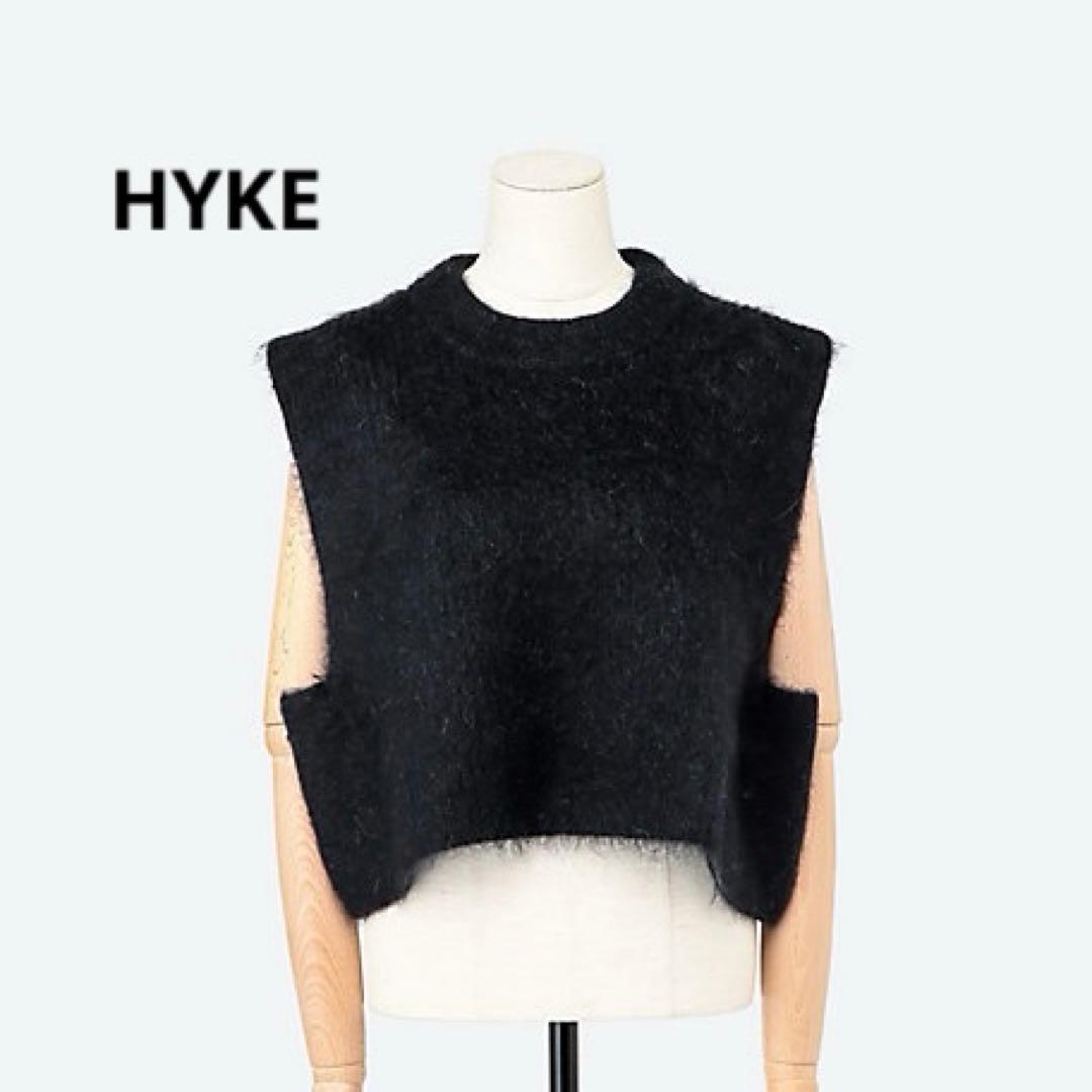 【HYKE】MOHAIR CROPPED VEST BLACK
