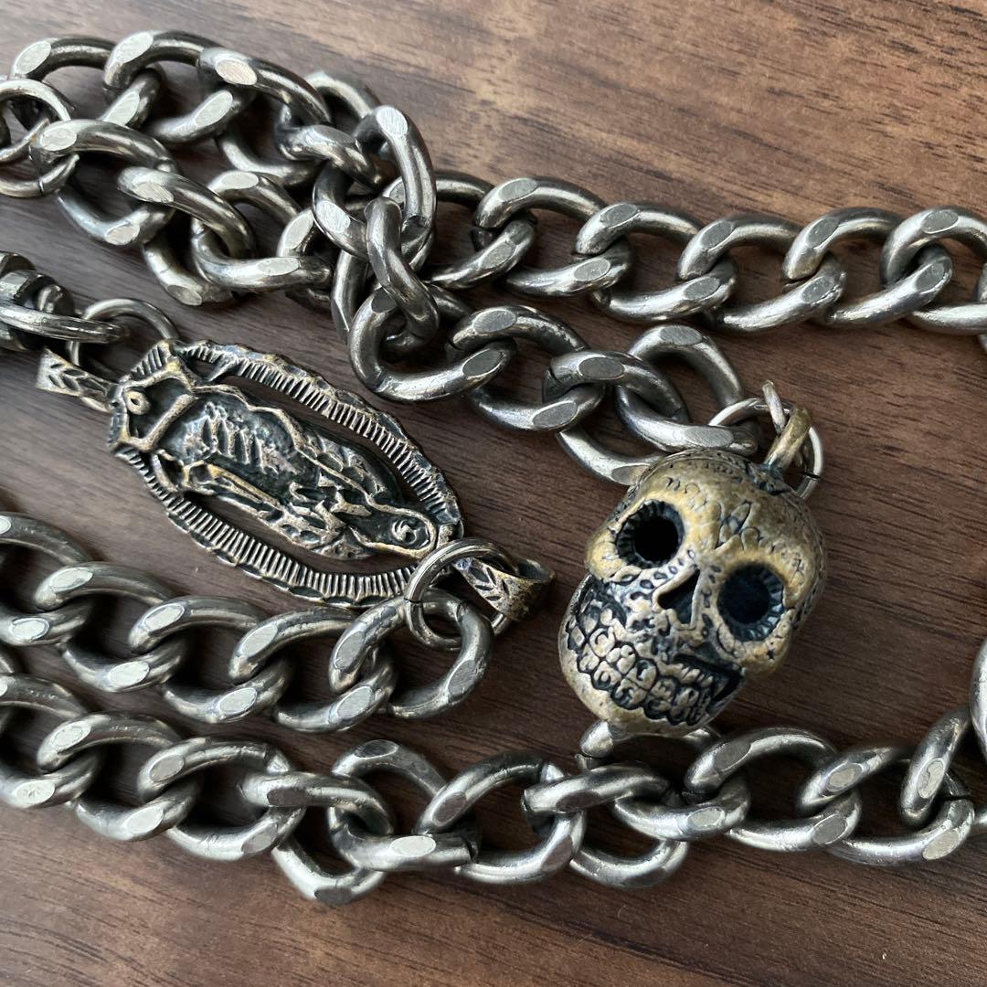 稀少CRIMIEシルバーウォレットチェーン　ドクロ　スカル