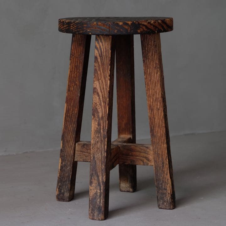 杉材 古い丸椅子　スツール チェア プリミティブ 古民具 骨董 古家具 古道具