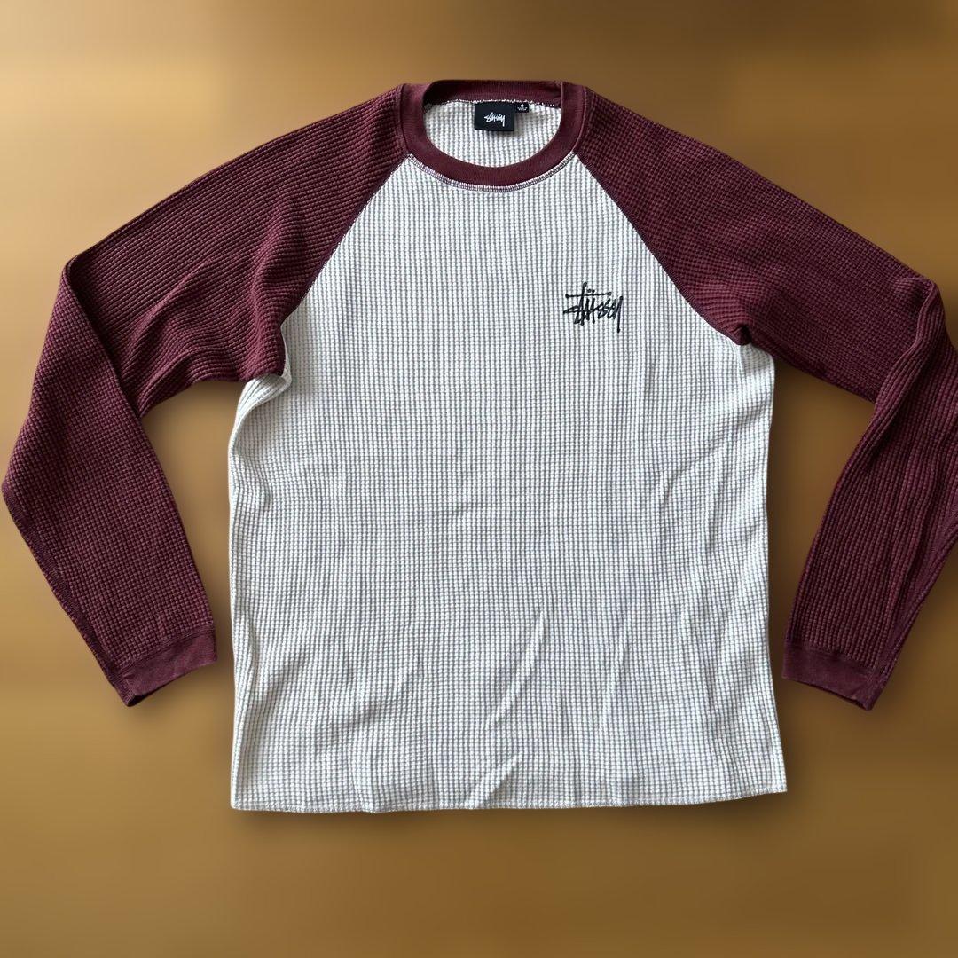 STUSSY THERMAL 2 TONE ラグランシャツ　サーマル　S