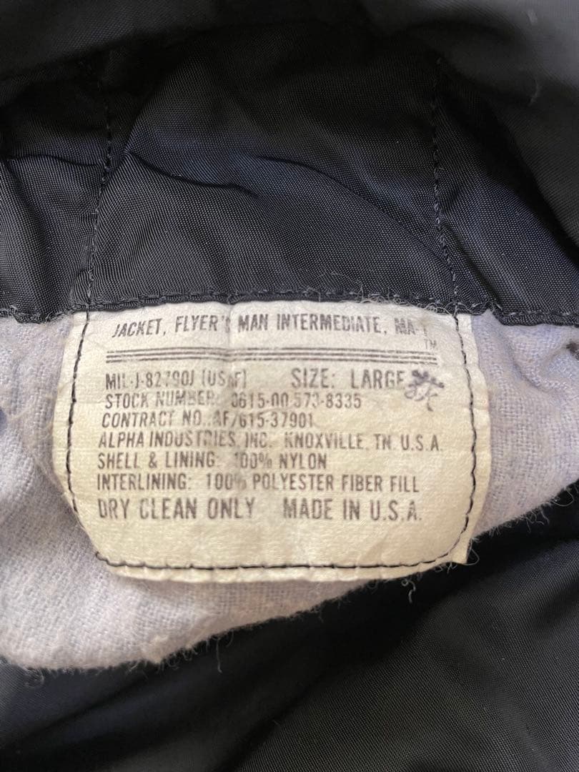 アルファ　ALPHA MA-1 ジャケット 黒 USA製