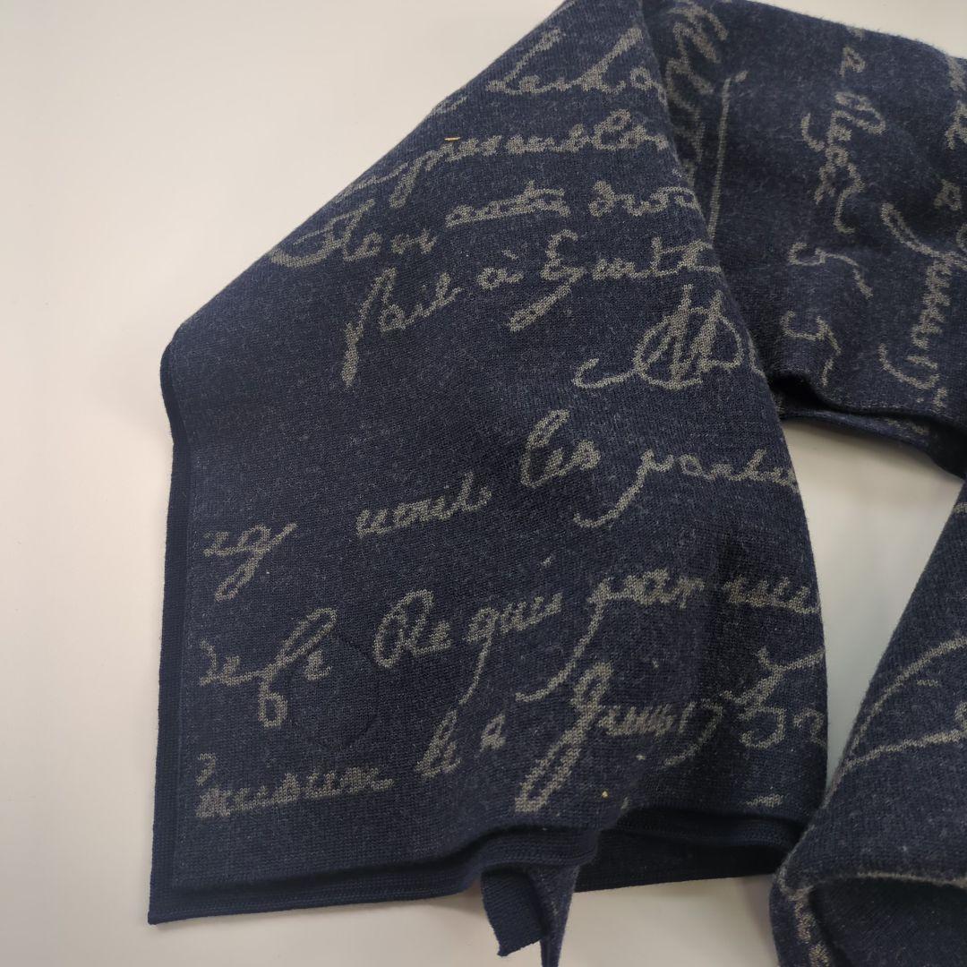 ベルルッティ　カリグラフィー　ウールマフラー　メンズ　イタリア　ネイビー　美品