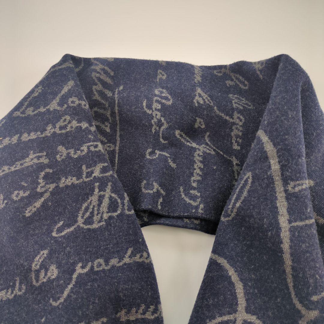 ベルルッティ　カリグラフィー　ウールマフラー　メンズ　イタリア　ネイビー　美品