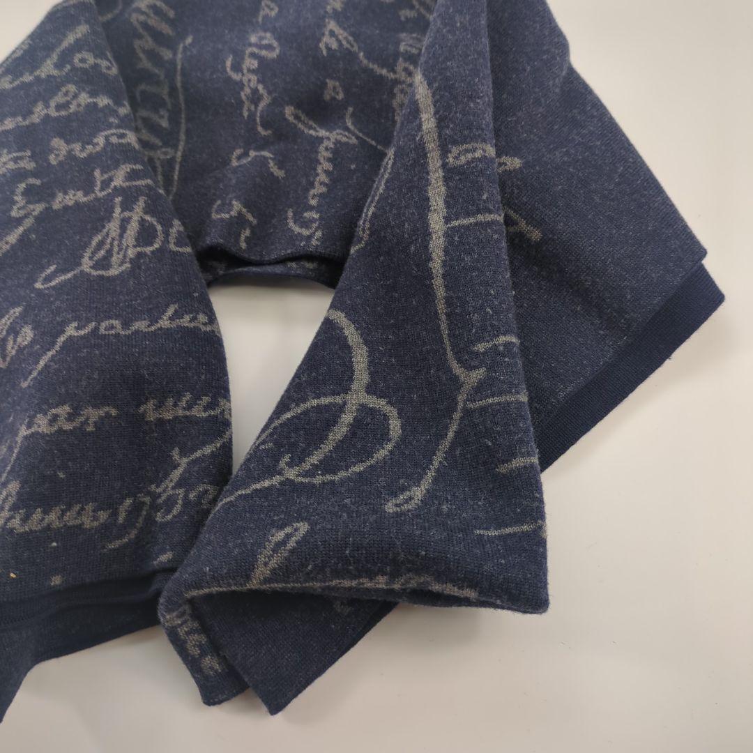 ベルルッティ　カリグラフィー　ウールマフラー　メンズ　イタリア　ネイビー　美品
