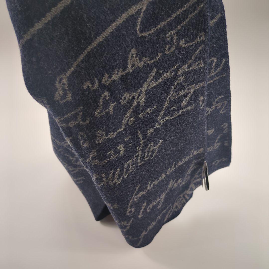 ベルルッティ　カリグラフィー　ウールマフラー　メンズ　イタリア　ネイビー　美品