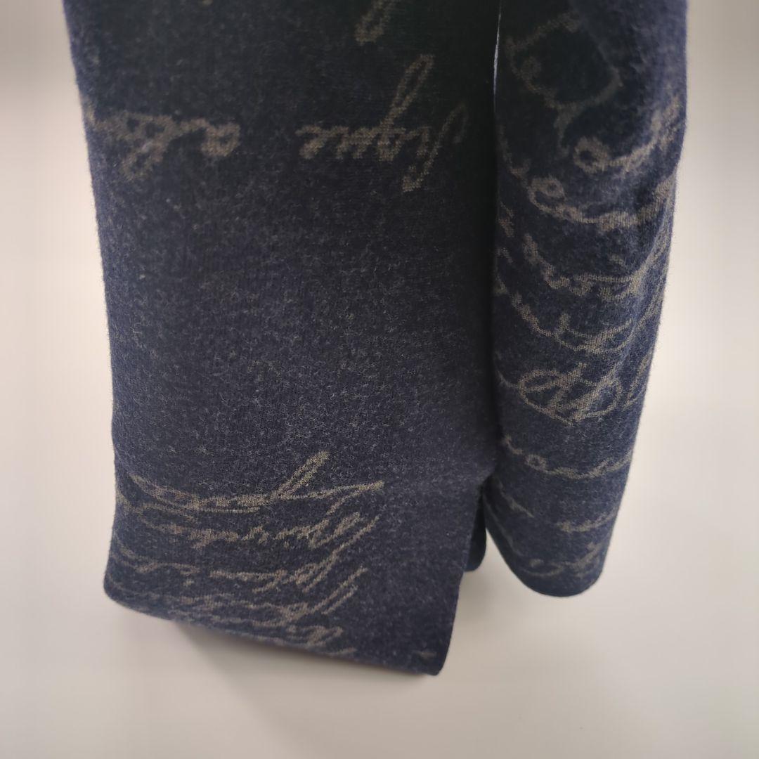 ベルルッティ　カリグラフィー　ウールマフラー　メンズ　イタリア　ネイビー　美品