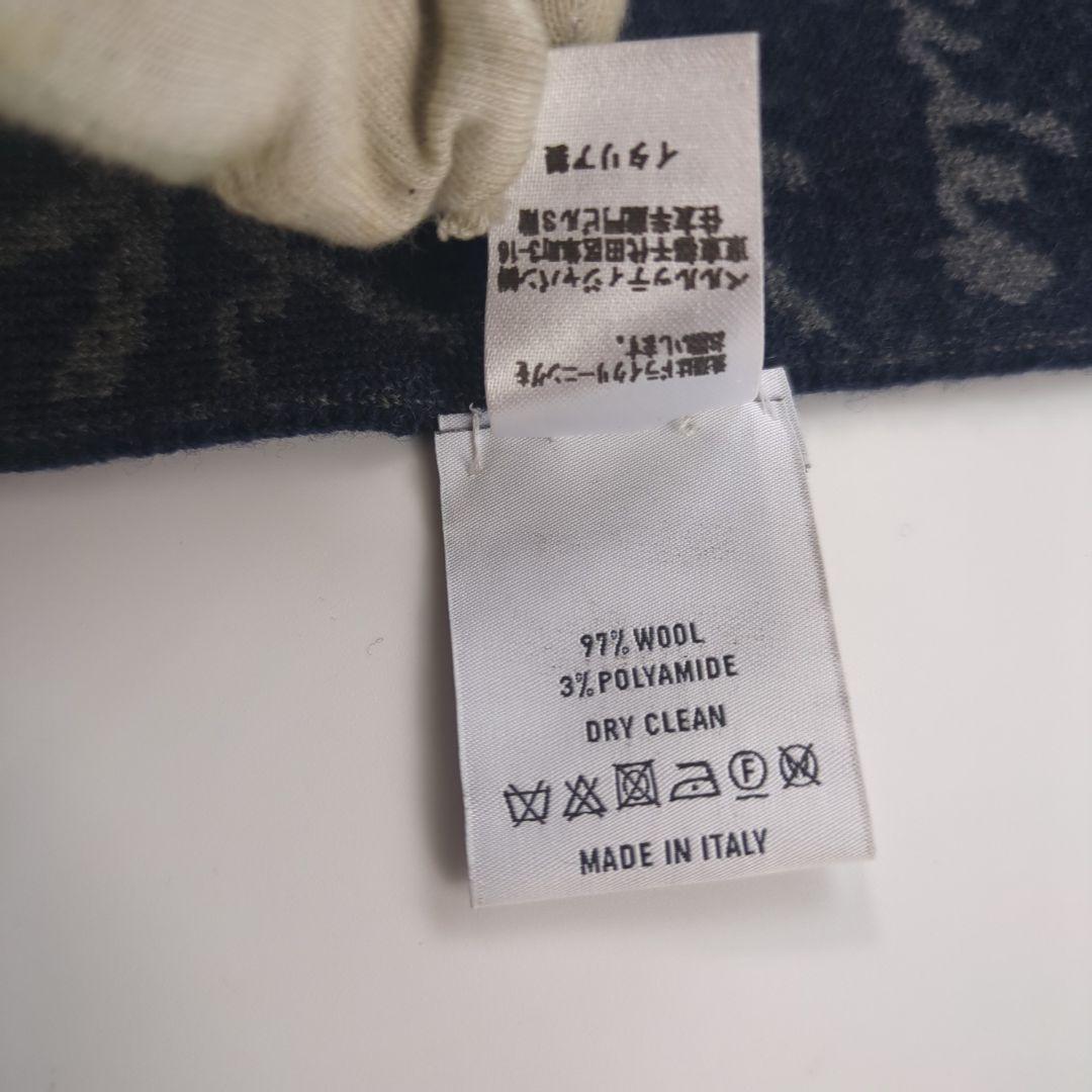 ベルルッティ　カリグラフィー　ウールマフラー　メンズ　イタリア　ネイビー　美品