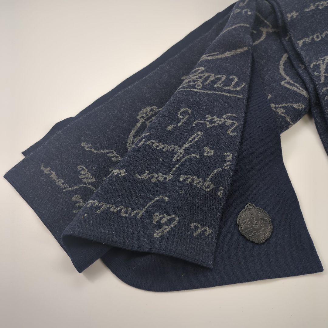 ベルルッティ　カリグラフィー　ウールマフラー　メンズ　イタリア　ネイビー　美品