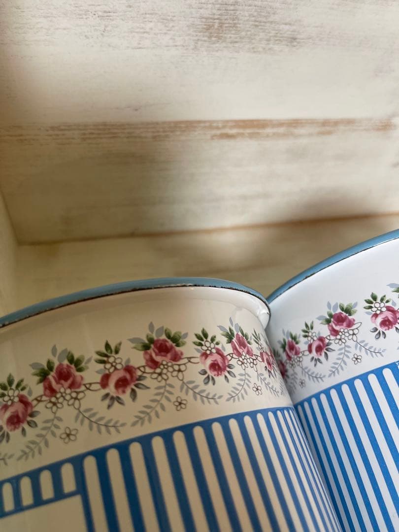 ホーロー　キャニスター　花柄　ブルー　5個セット