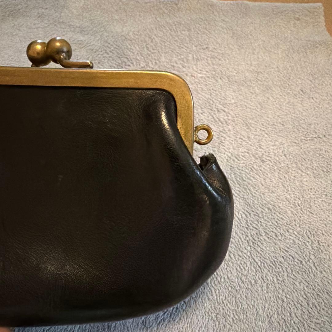 N25 黒のレザーがま口財布 Sサイズ