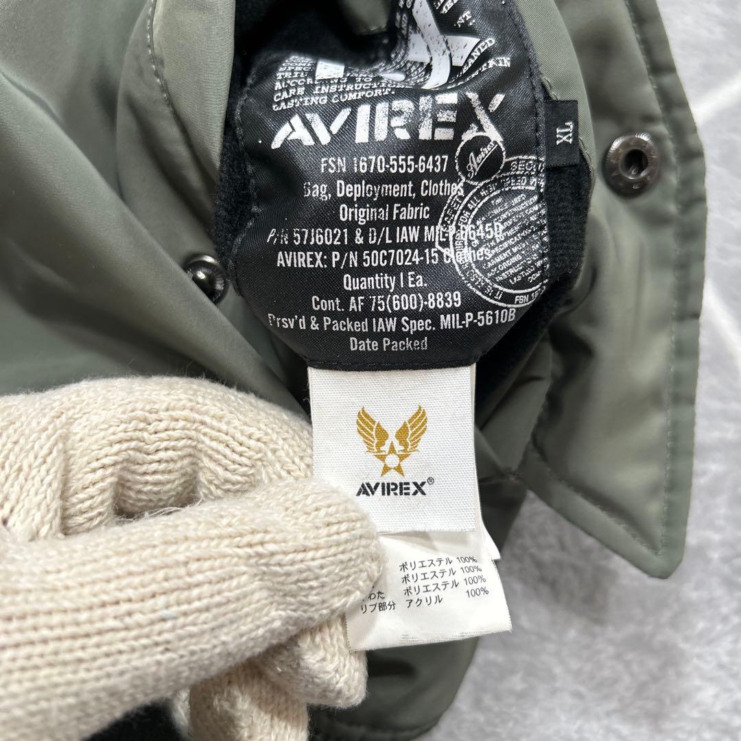 【☆幻のXL☆】破格AVIREX フライトジャケット XL カーキ バックロゴ