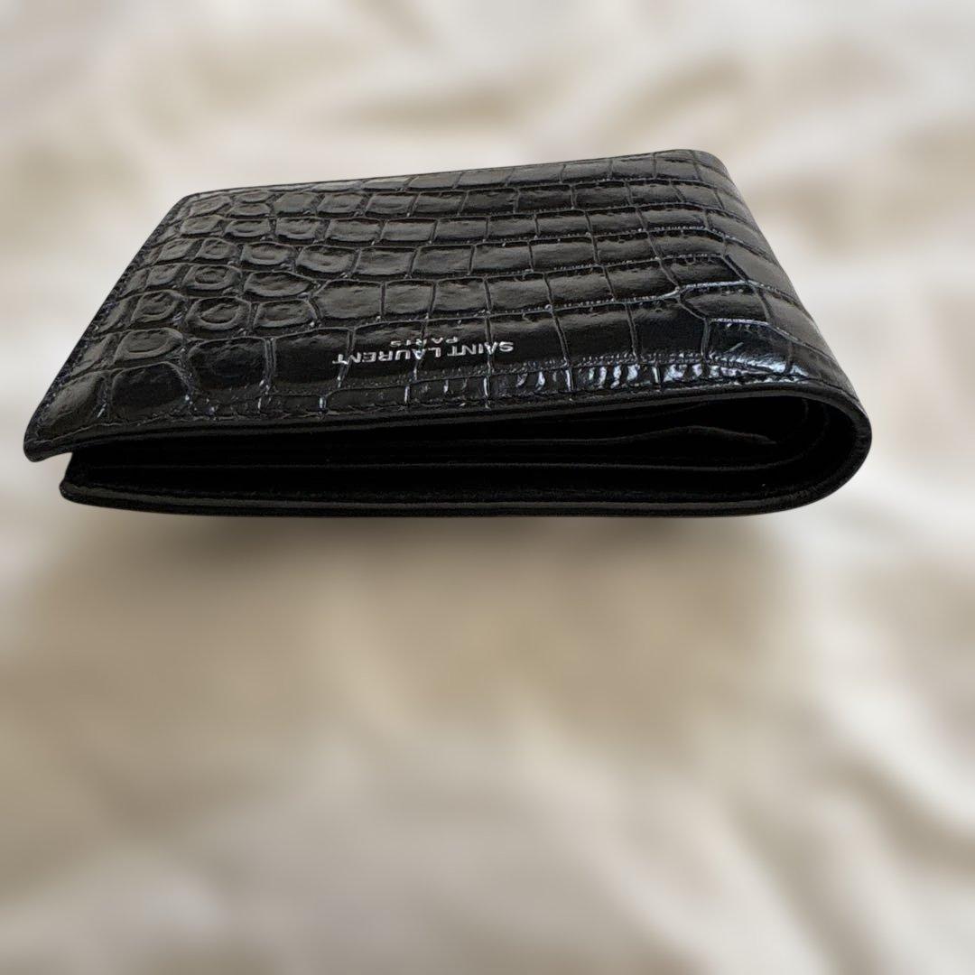 人気✨サンローラン　SAINT LAURENT 財布　クロコ型押し　二つ折財布