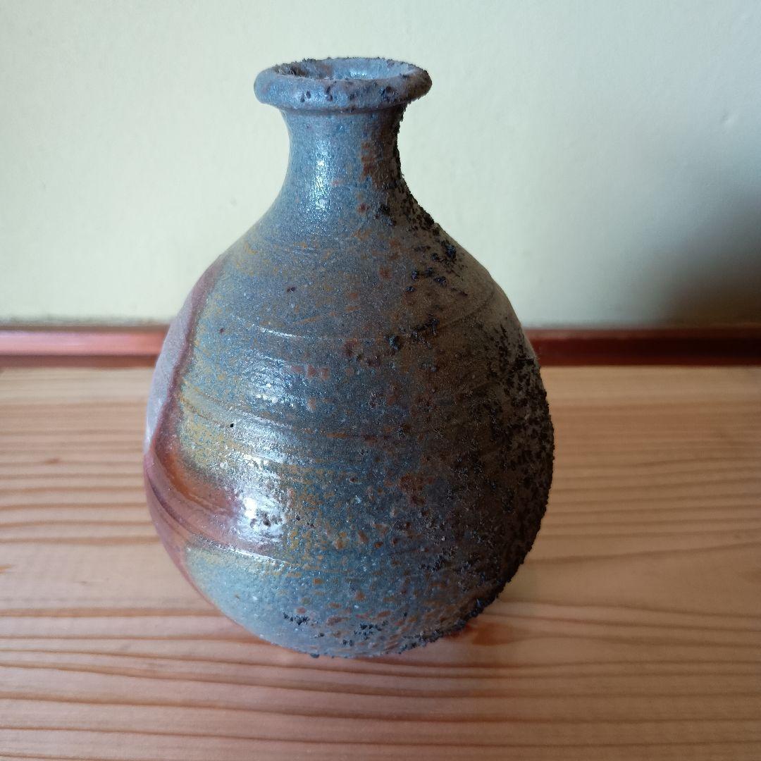 人間国宝 藤原雄 作 備前　徳利　共箱　共布　栞　窯変　青備前　最上位作