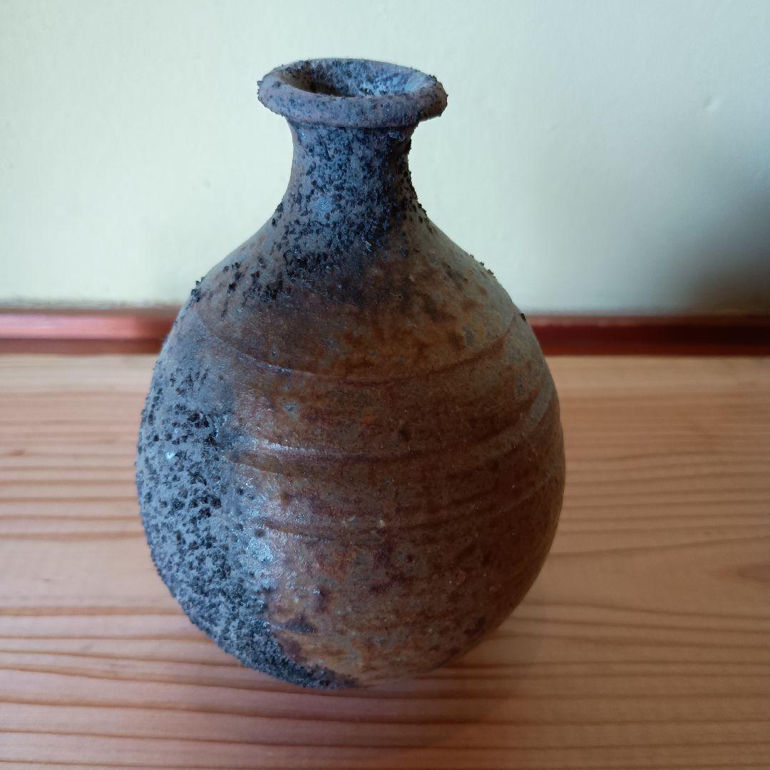 人間国宝 藤原雄 作 備前　徳利　共箱　共布　栞　窯変　青備前　最上位作
