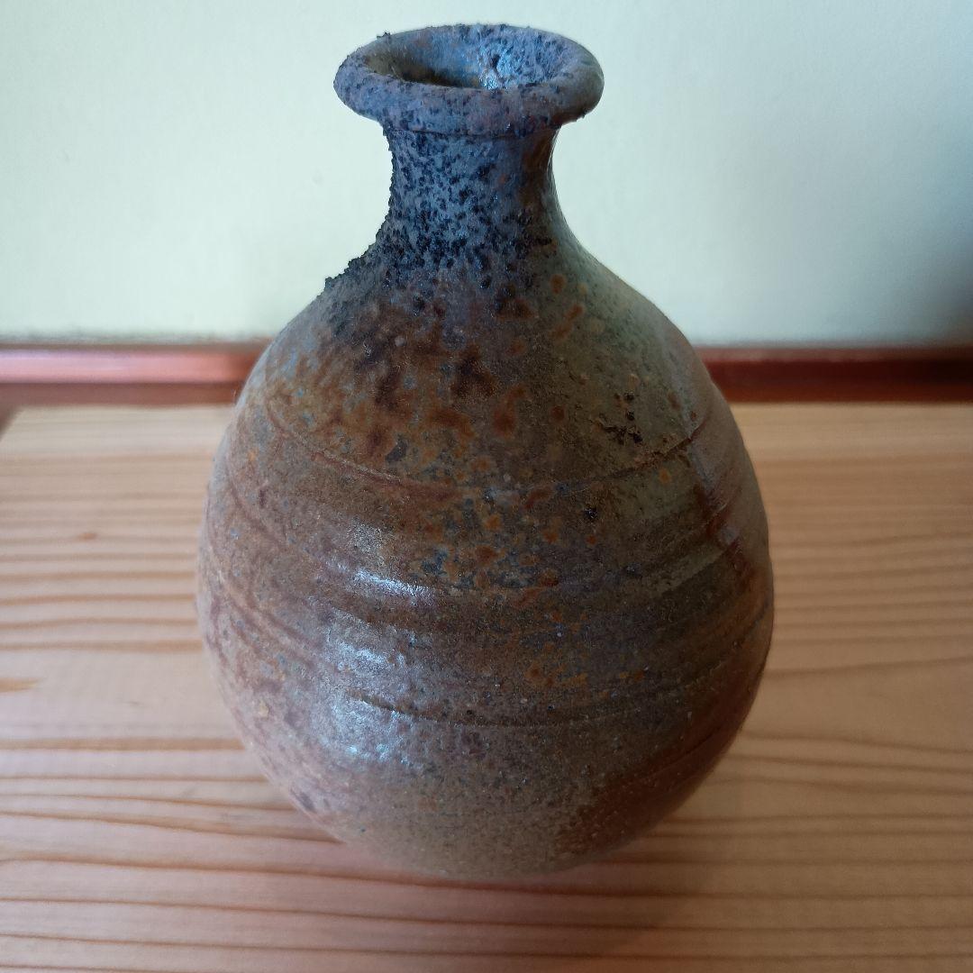 人間国宝 藤原雄 作 備前　徳利　共箱　共布　栞　窯変　青備前　最上位作