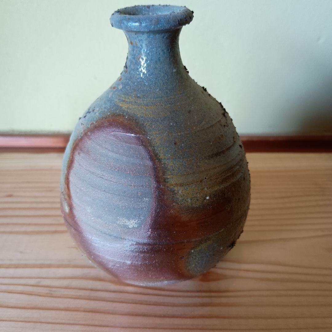 人間国宝 藤原雄 作 備前　徳利　共箱　共布　栞　窯変　青備前　最上位作
