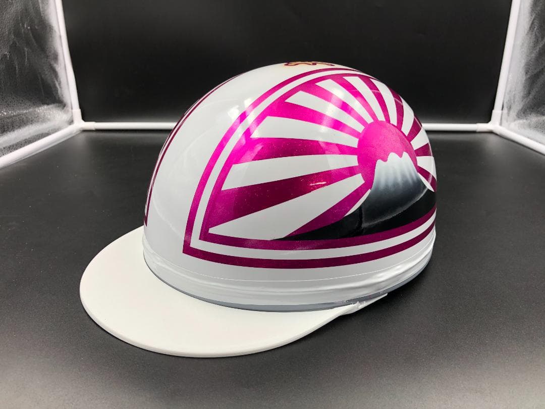 コルク半　カスタム　富士日章　三つボタン　ホワイトピンク　ラメ　文字あり