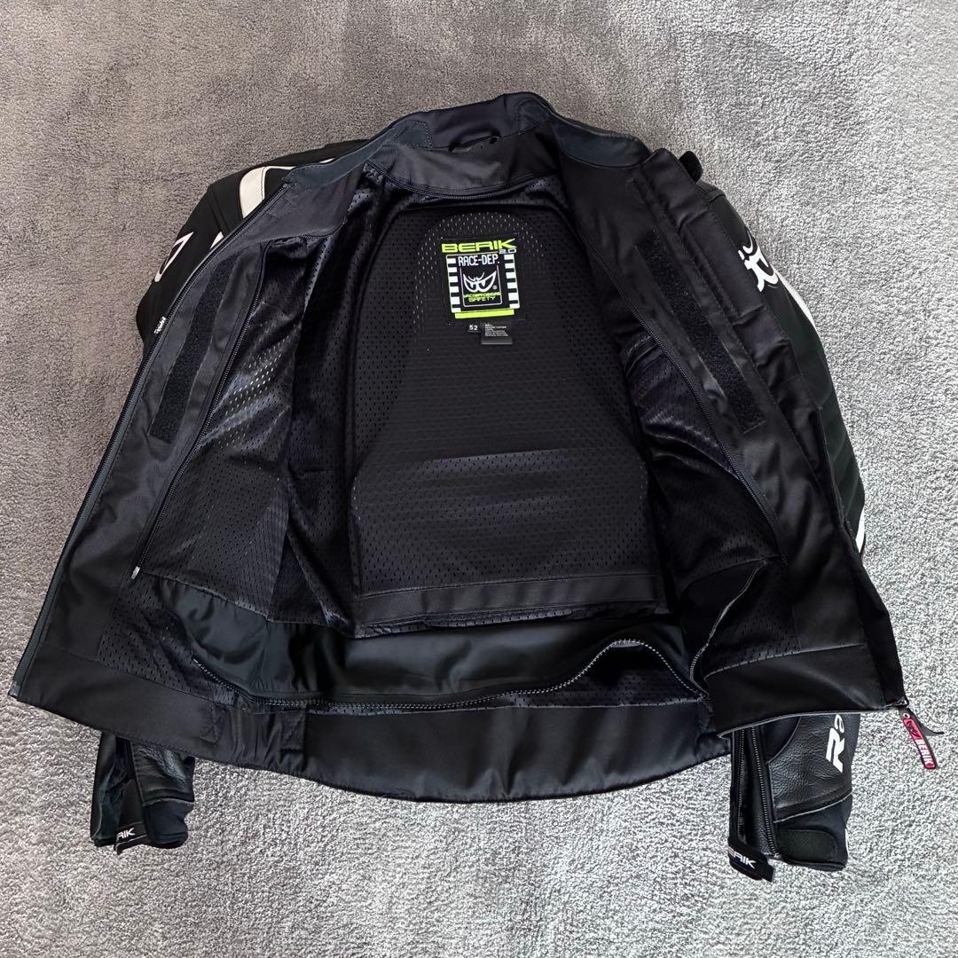 Berk レザーバイクジャケット 黒/白