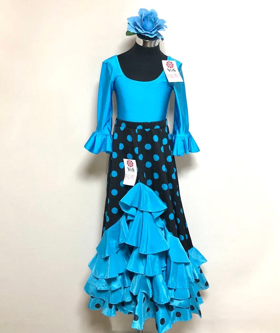 スペイン直輸入★10歳用ファルダセット　トルコ黒ドット