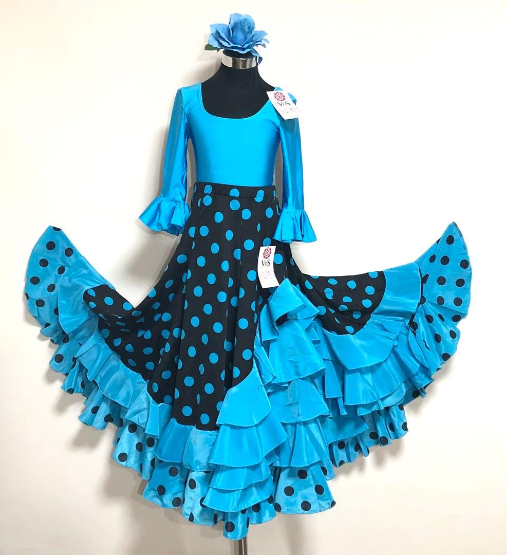 スペイン直輸入★10歳用ファルダセット　トルコ黒ドット