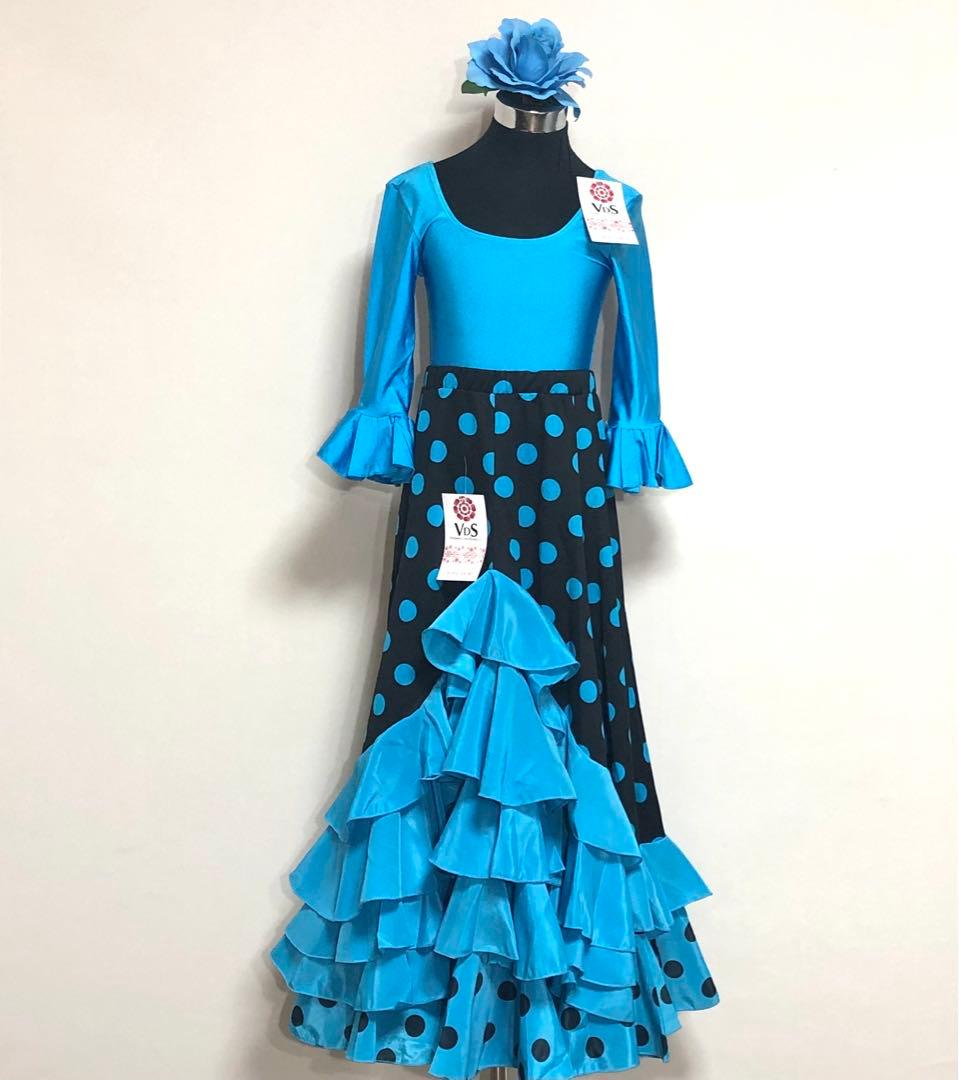 スペイン直輸入★10歳用ファルダセット　トルコ黒ドット