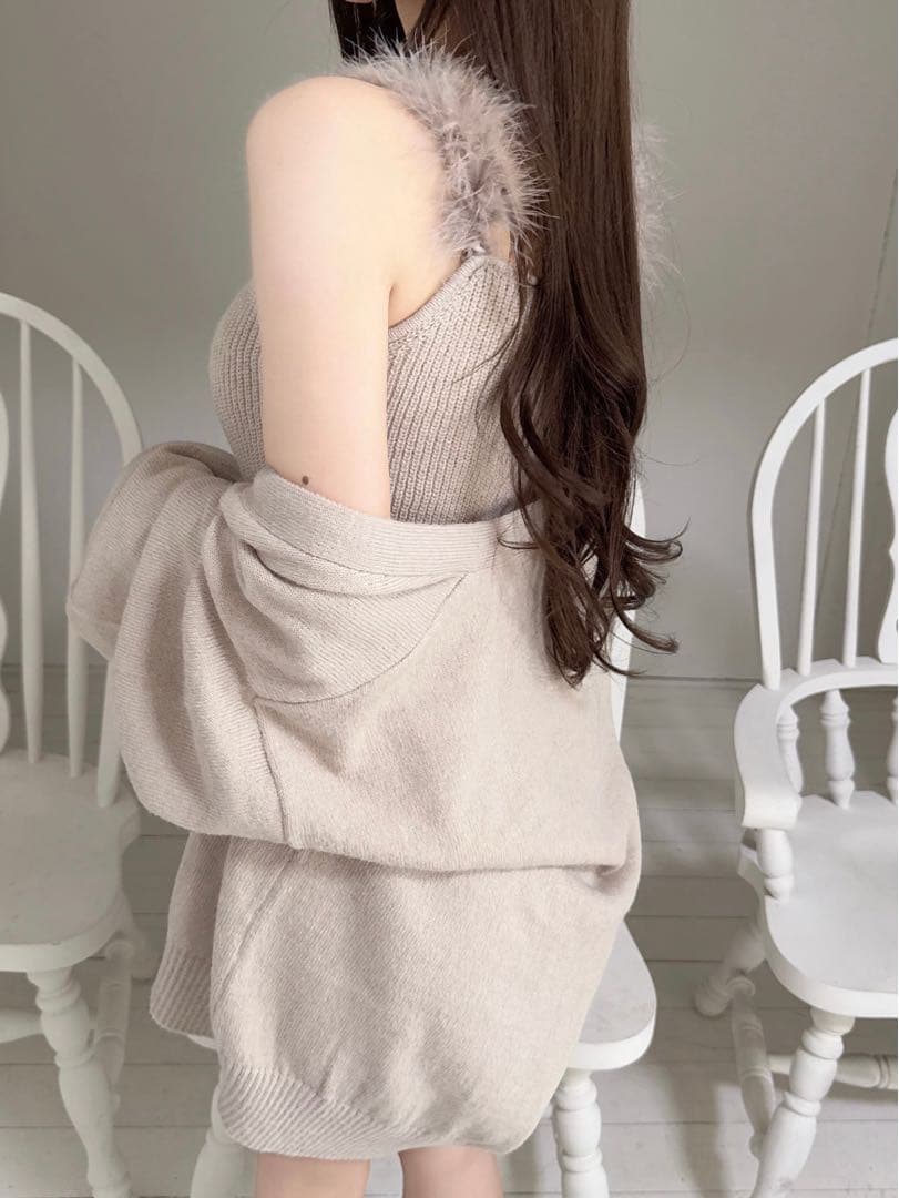 美品 ルミニョン lumignon ホビワンピ ニット ベージュ