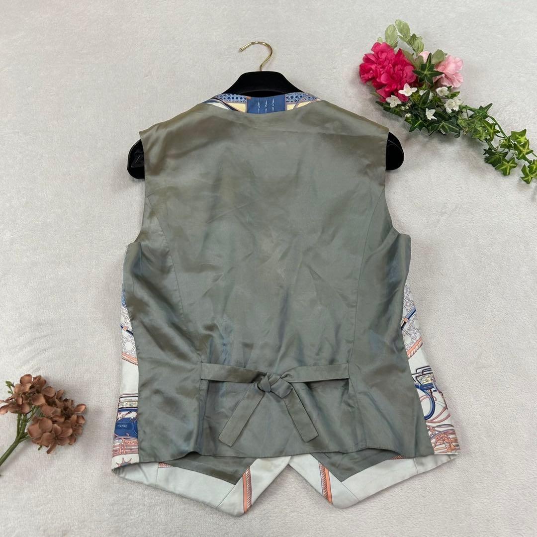 K511 M エルメス スカーフ柄 シルク ベスト マルチカラー レディース