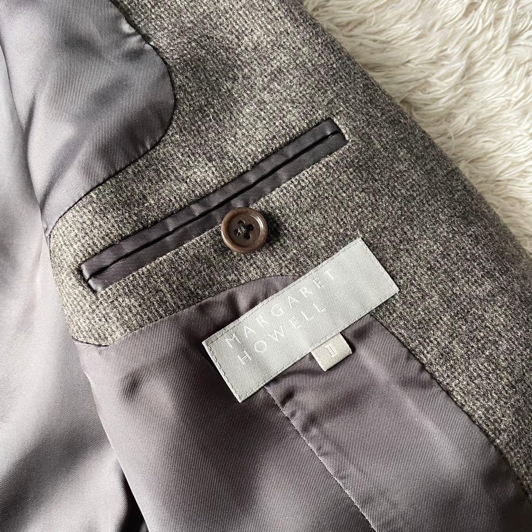 マーガレットハウエル 美品 ウールテーラードジャケット 2 茶色