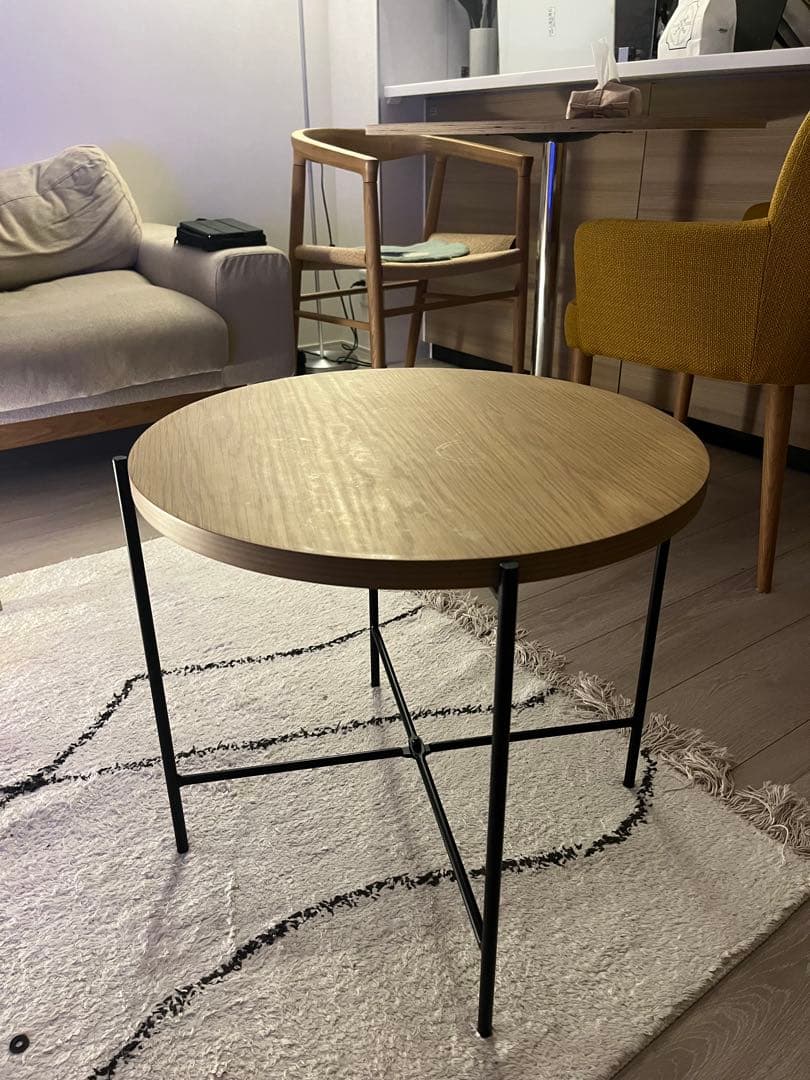 〈送料込〉ニトリ　円形テーブル2個セット (ヴェルカー-7050LBR)