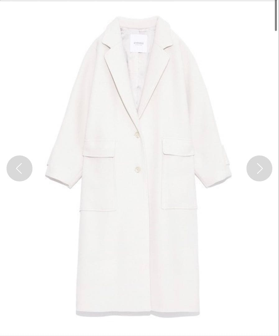 【美品】emmi atelier リサイクルウールロングコート アイボリー