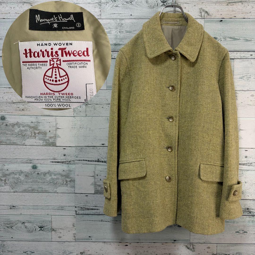 ☆ハリスツイード生地☆マーガレットハウエル　ウールコート　ピスタチオグリーン