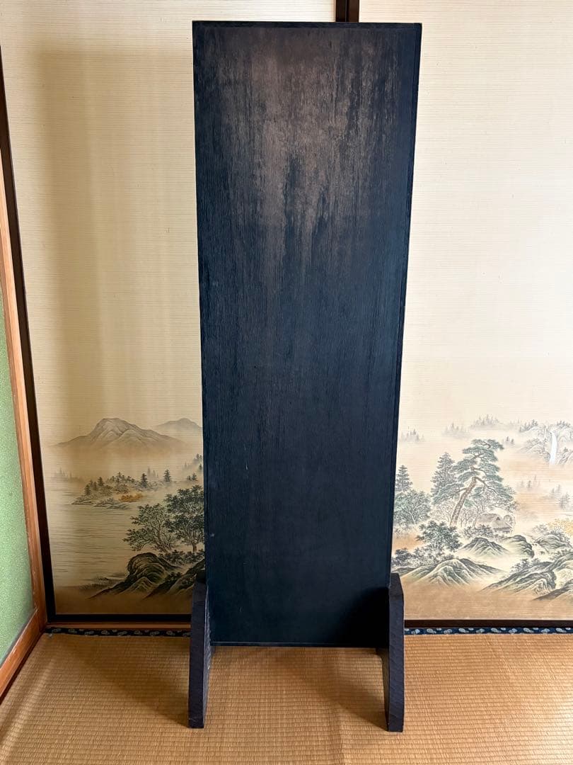 鎌倉彫り　姿見　鏡　スタンドミラー　昭和レトロ　アンティーク