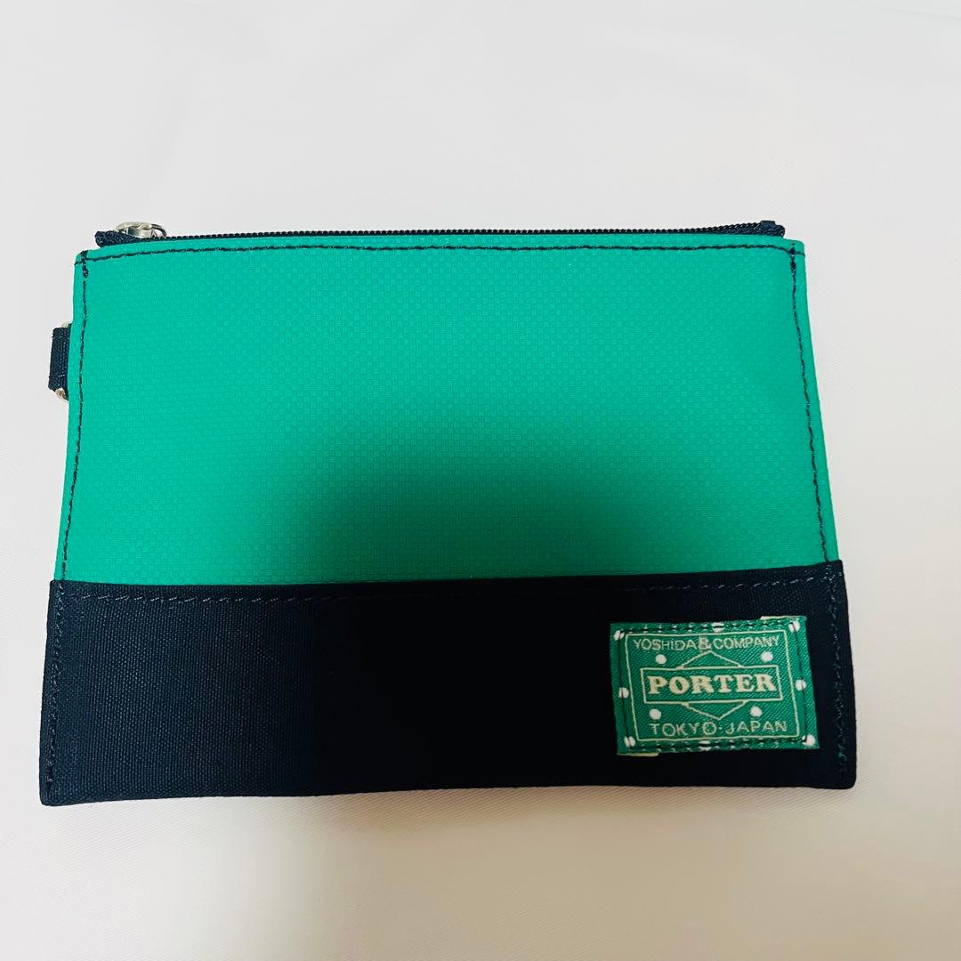新品未使用！PORTERネイビー×グリーントートバッグ　ポーチ付
