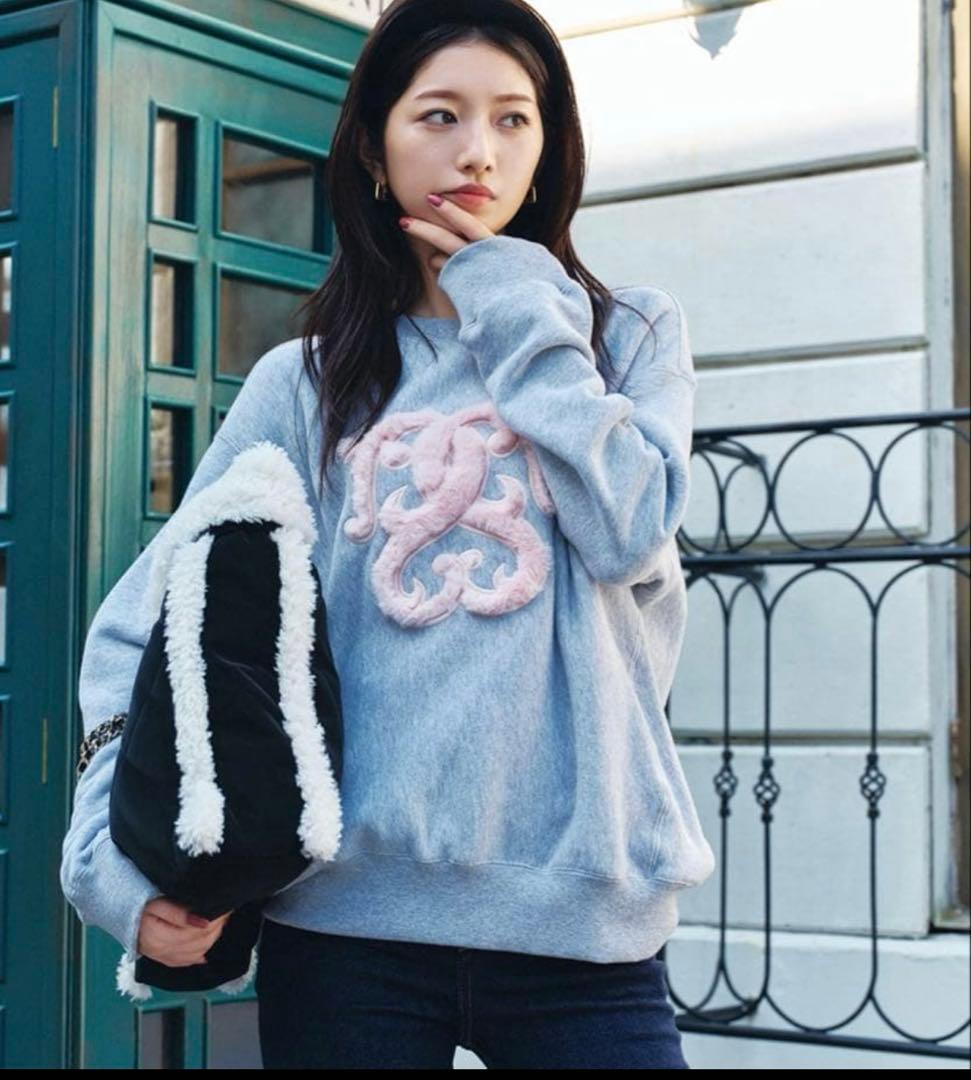 snidel 完売品！ボアロゴスウェット ライトグレー