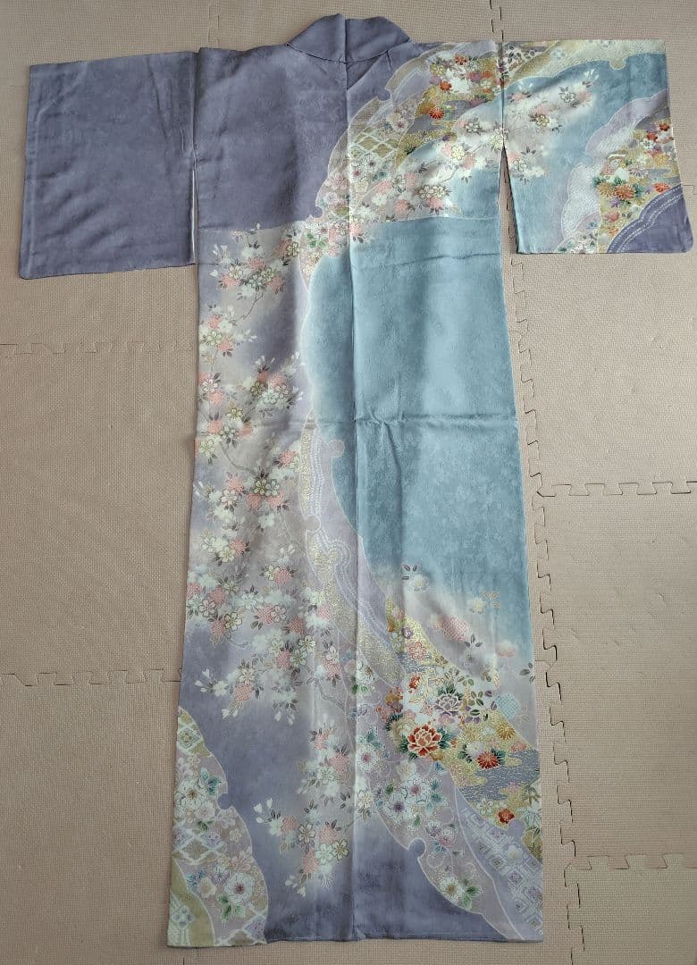 薄紫色 花柄刺繍 訪問着 未着用 裄67