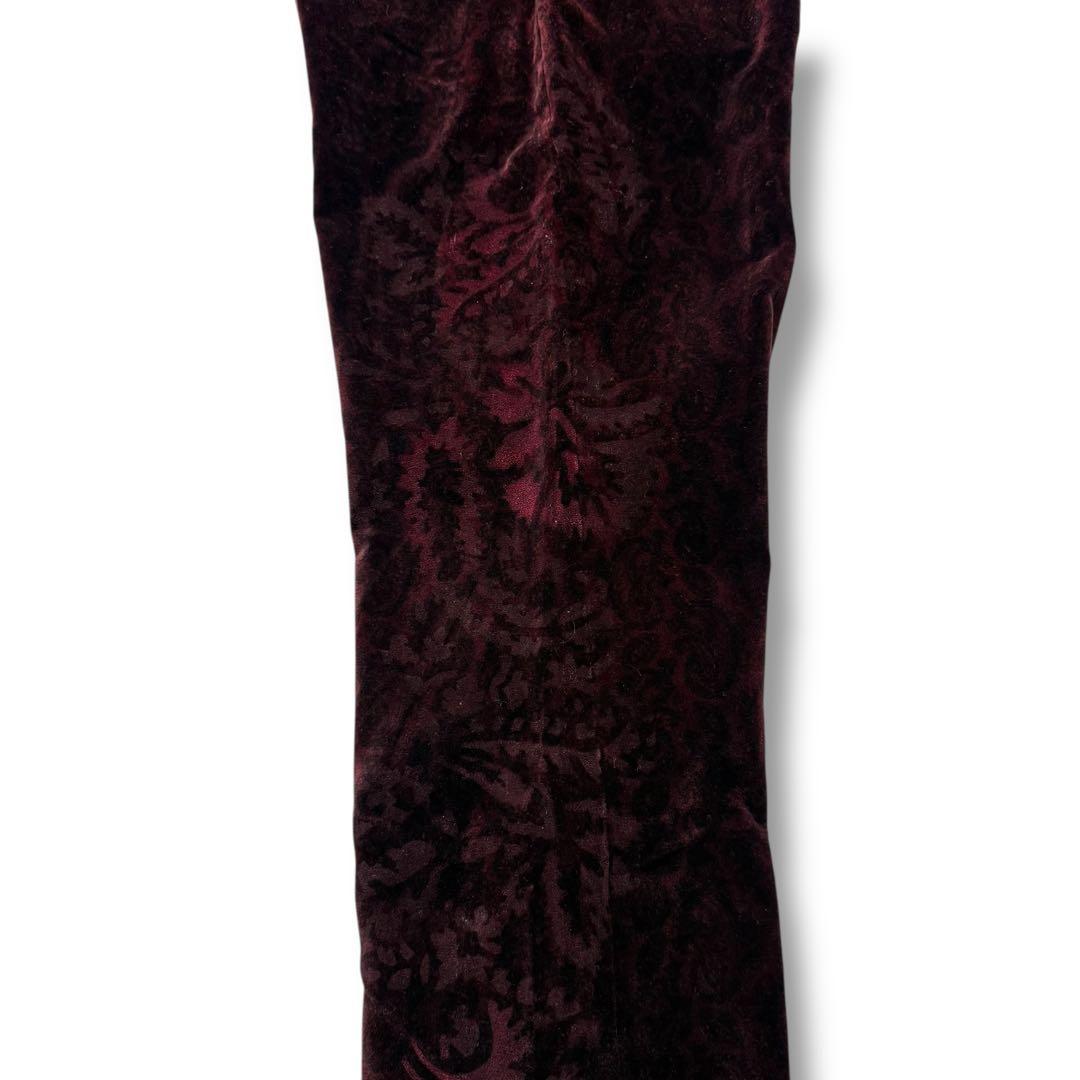新品未使用　エトロ　ベロア素材　バーガンディーレッド　ペイズリー柄パンツ