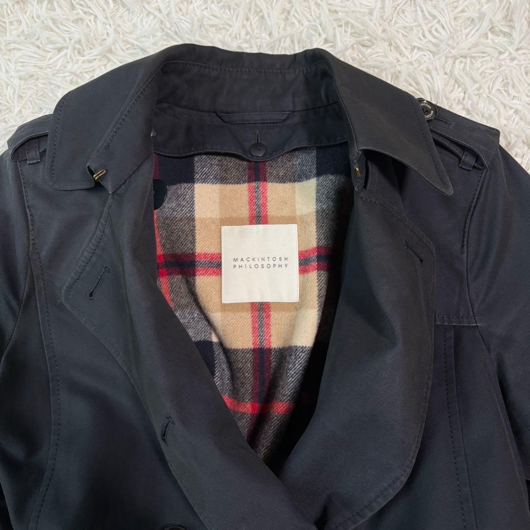 マッキントッシュロンドン トレンチコート ライナー付 チェック 2way 黒紺