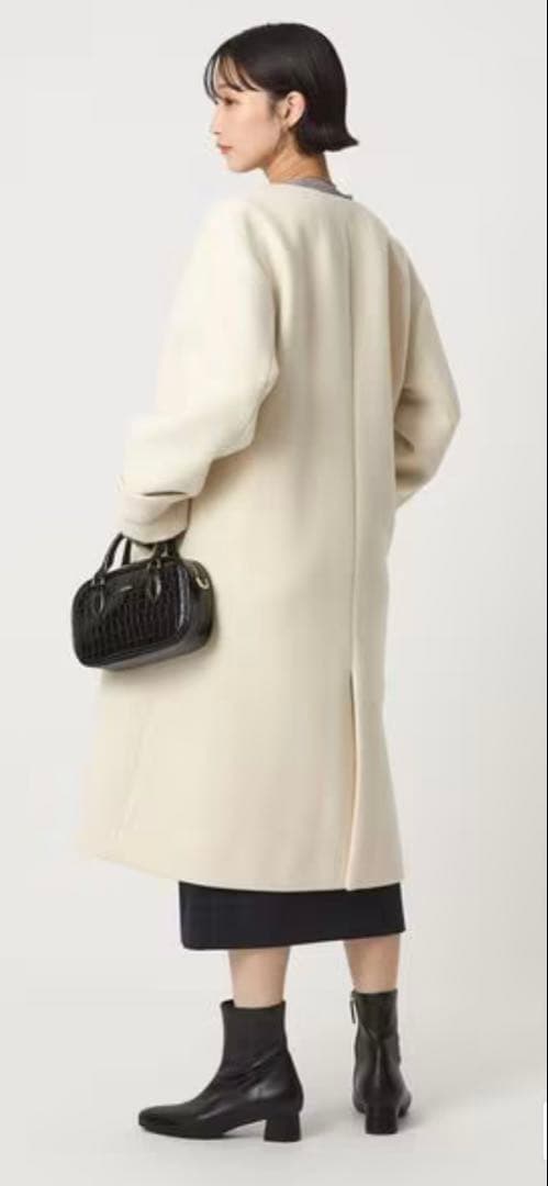 新品‼︎グリーンレーベルリラクシング セントデールウール ノーカラーロングコートS