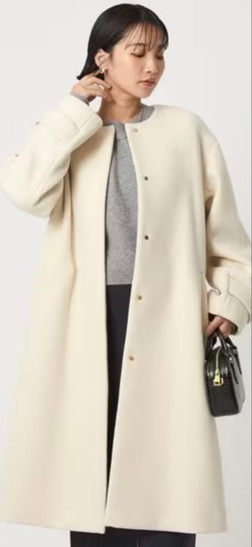 新品‼︎グリーンレーベルリラクシング セントデールウール ノーカラーロングコートS