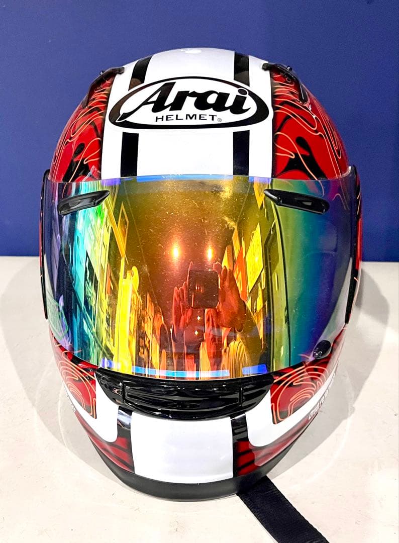美品 Arai アライ プロファイル リップタイド レッド Sサイズ