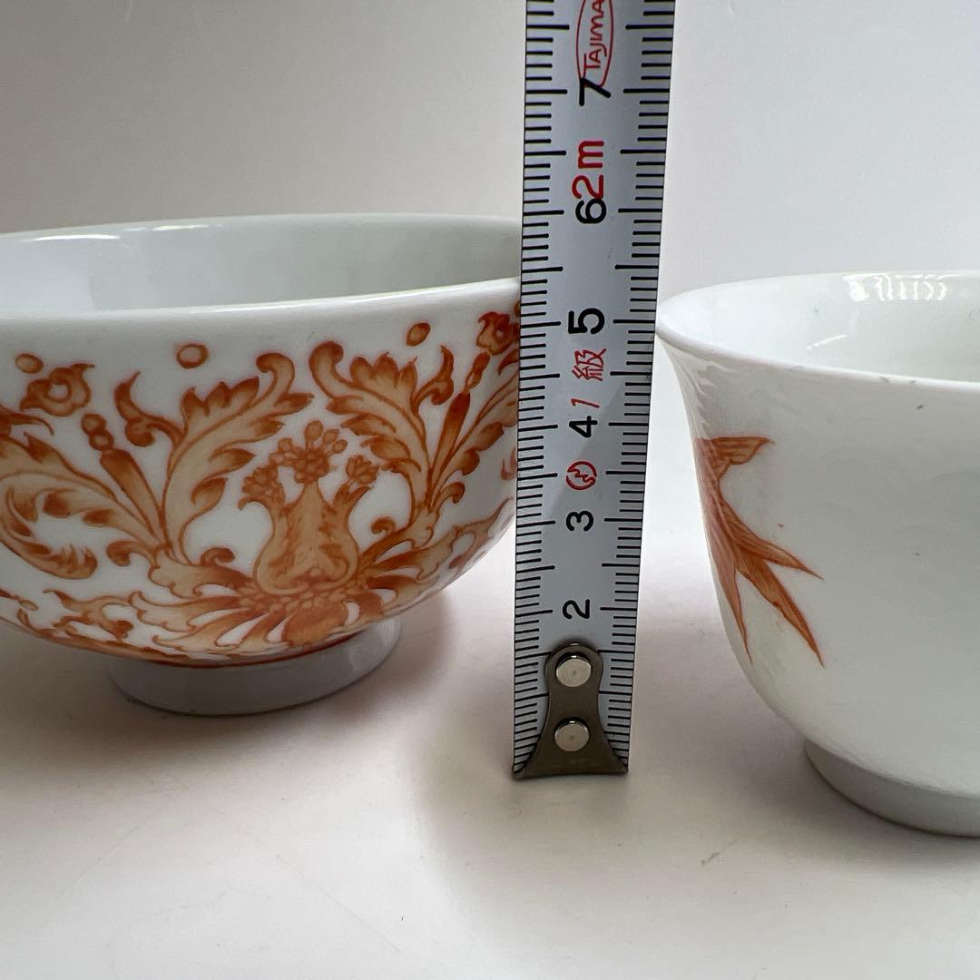 中国美術　大清光緒年製　粉彩　煎茶碗、鉢　４脚　東K8-0203② タニチ