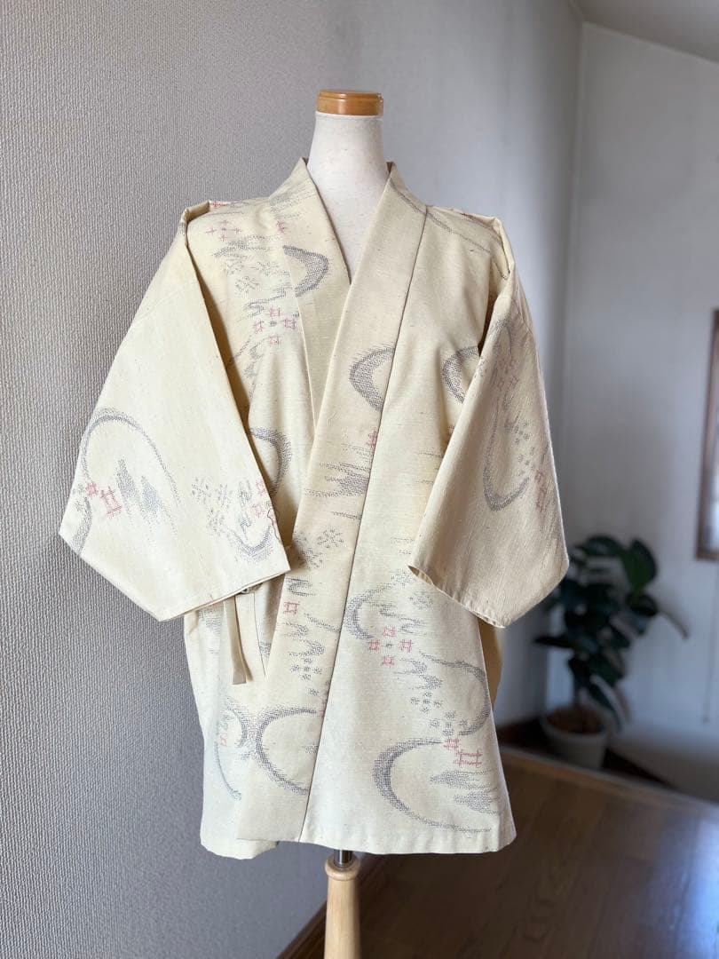 おんたけ様♡結城紬　作務衣　手織り結城紬　未使用反物仕立　登録商標付