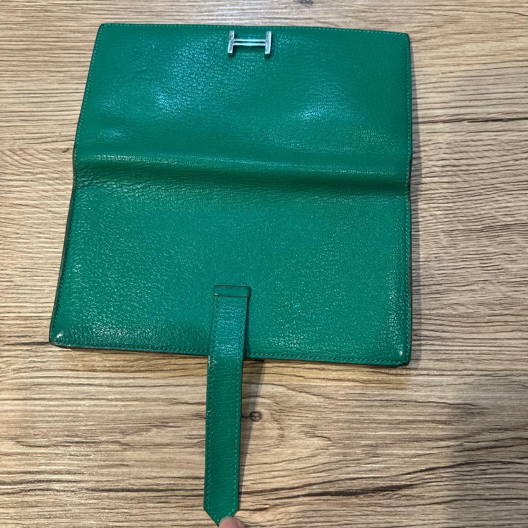 【当日発送】HERMES グリーン レザー 長財布